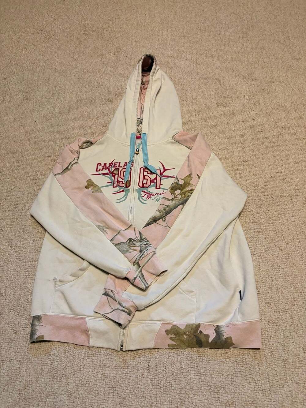 Cabela's Realtree Pink Camo Full Zip Hoodie Size XL